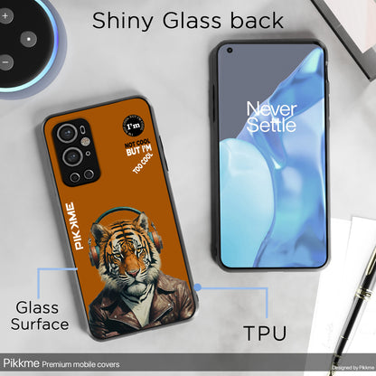 Pikkme Back Cover Pc Tpu + Printed Cool Funky Stylish Brown Tiger Swag Raised Edges Camera Protection |Bumper Case For OnePlus 9 Pro (Design 09)