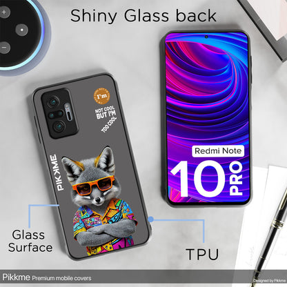 Pikkme Back Cover Pc Tpu + Printed Cool Funky Stylish Grey Wolf Swag Raised Edges Camera Protection |Bumper Case For Redmi Note 10 Pro (Design 01)