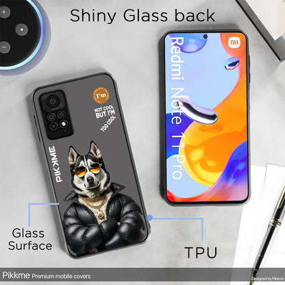 Pikkme Back Cover Pc Tpu + Printed Cool Funky Stylish Grey Dog Swag Raised Edges Camera Protection |Bumper Case For Redmi Note 11 Pro (Design 02)