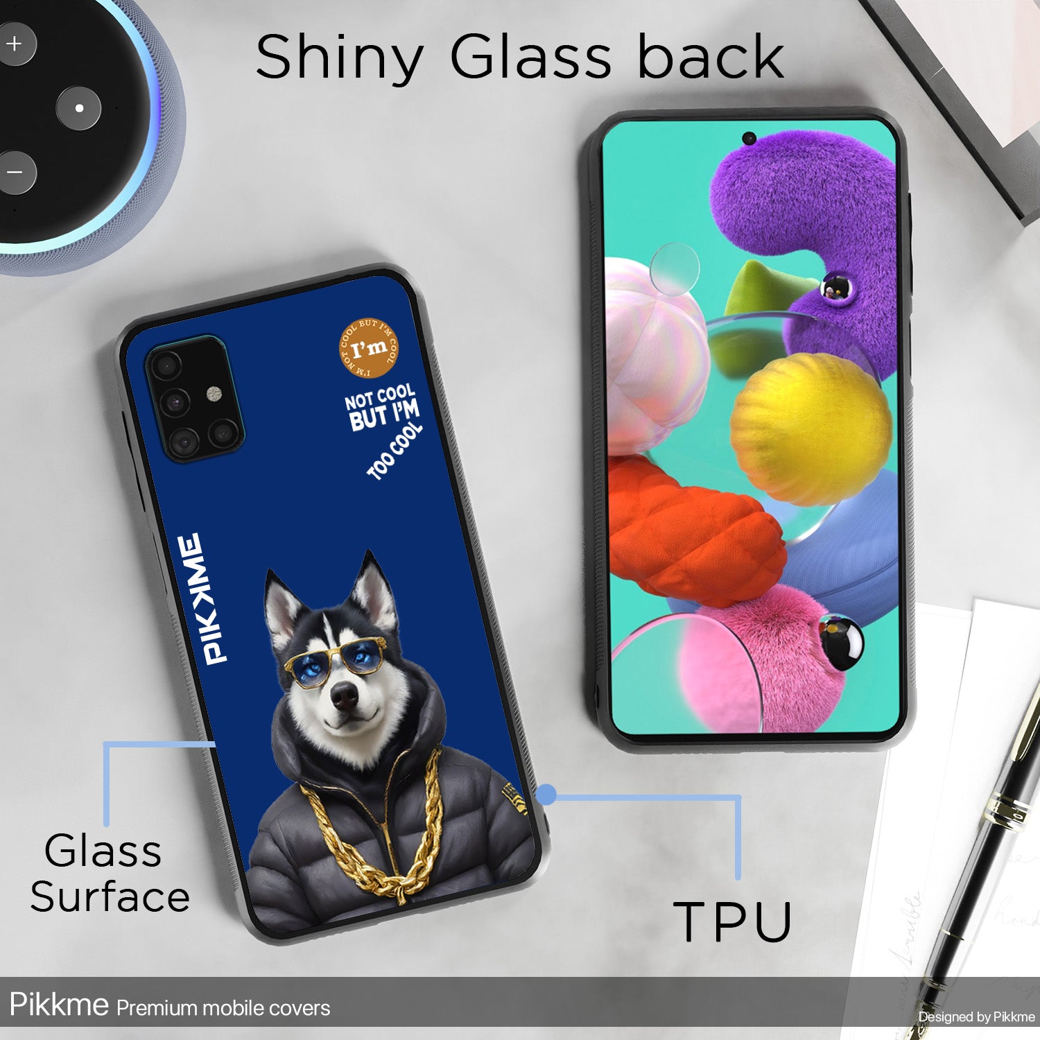 Pikkme Stylish Blue Dog Swag Samsung Galaxy A51 Back Cover (Design 08)