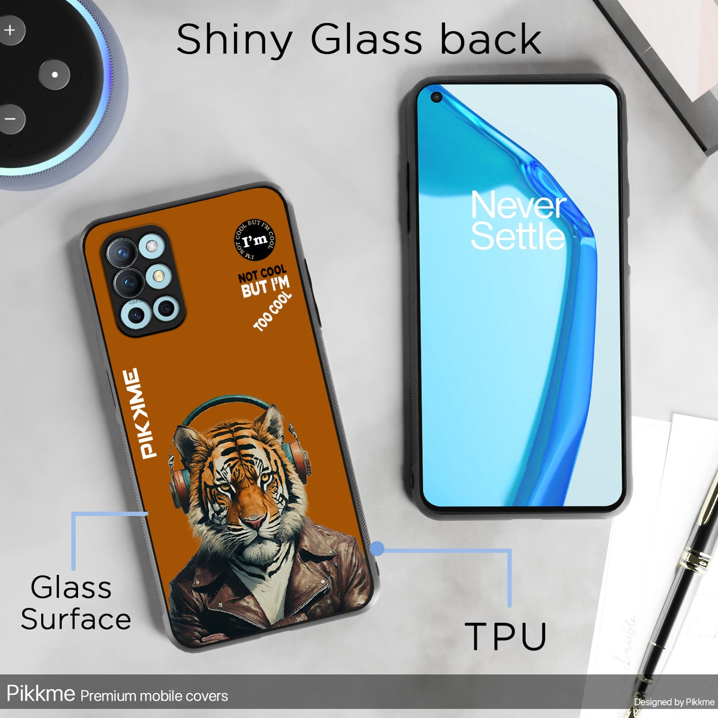 Pikkme Back Cover Pc Tpu + Printed Cool Funky Stylish Brown Tiger Swag Raised Edges Camera Protection |Bumper Case For OnePlus 8T (Design 09)