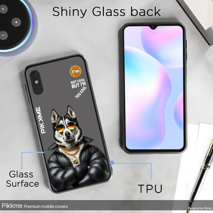 Pikkme Back Cover Pc Tpu + Printed Cool Funky Stylish Grey Dog Swag Raised Edges Camera Protection |Bumper Case For Redmi 9A (Design 02)