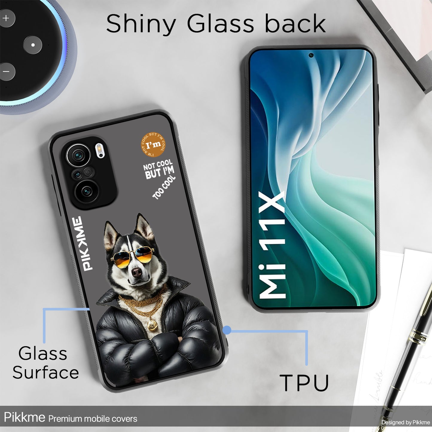 Pikkme Back Cover Pc Tpu + Printed Cool Funky Stylish Grey Dog Swag Raised Edges Camera Protection |Bumper Case For Xiaomi 11X (Design 02)