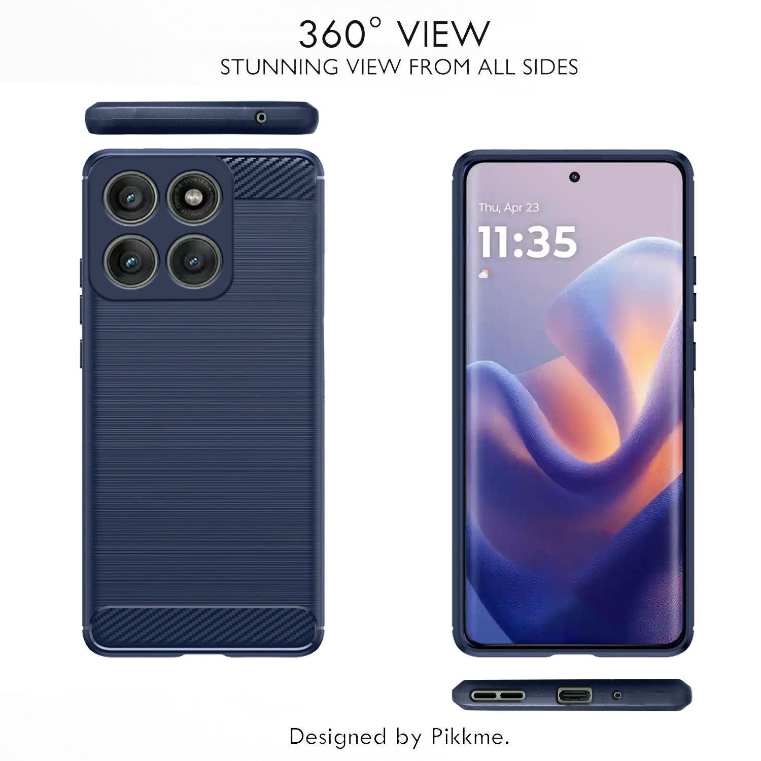 Pikkme Motorola Moto Edge 60 Pro 5G  Hybrid Carbon Fiber Back Cover (Blue)