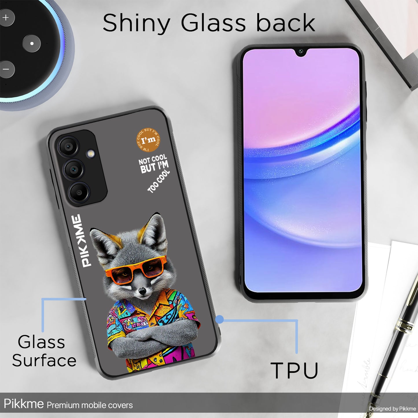 Pikkme Back Cover Pc Tpu + Printed Cool Funky Stylish Grey Wolf Swag Raised Edges Camera Protection |Bumper Case For Samsung Galaxy A15 (Design 01)