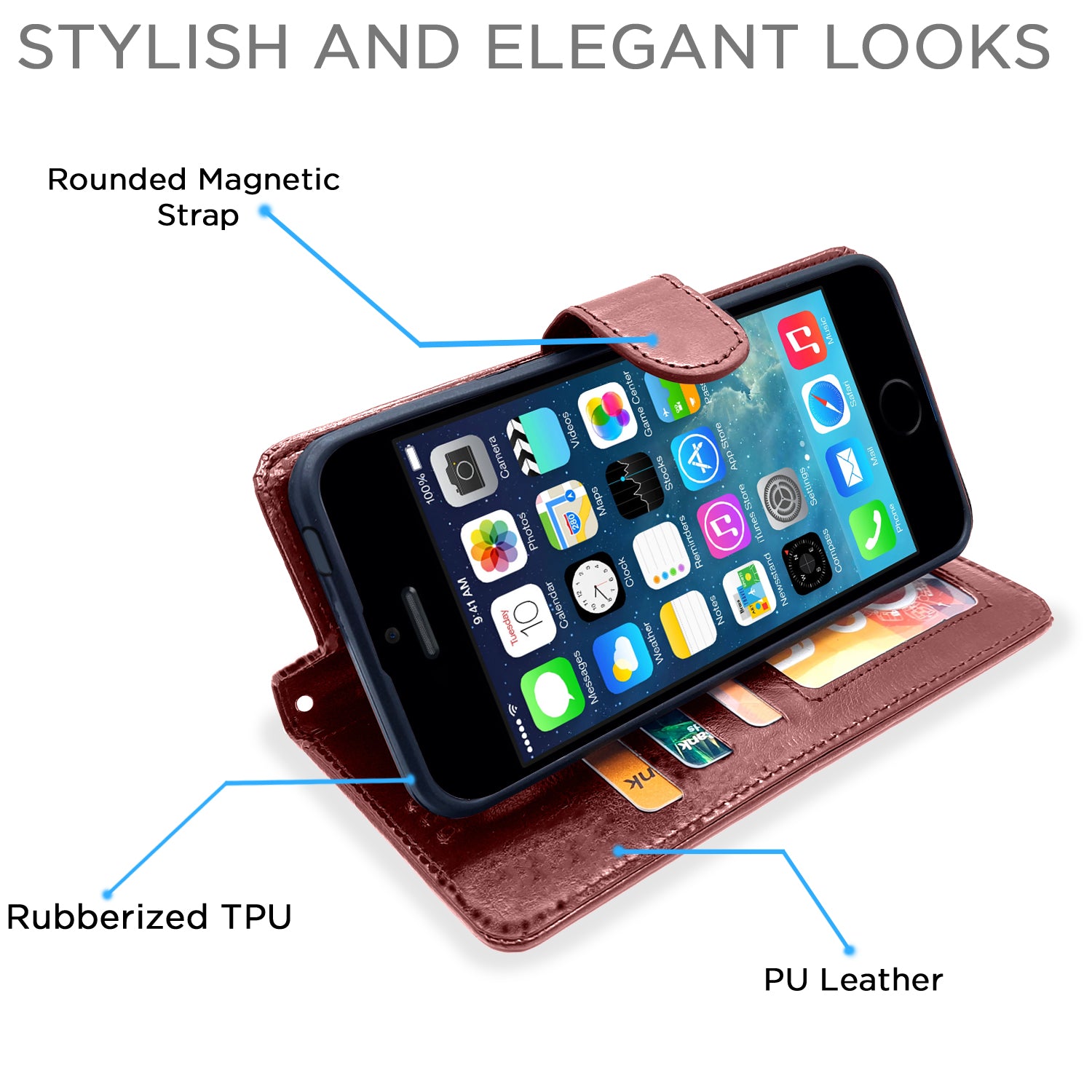 Pikkme iPhone 5 / 5s / Se Vintage Flip Cover (Brown)