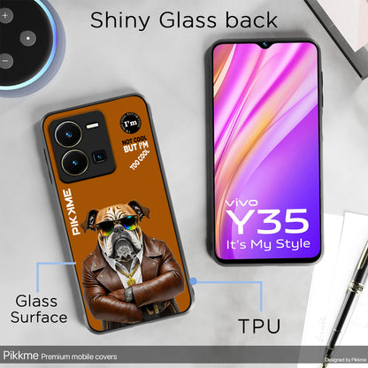 Pikkme Back Cover Pc Tpu + Printed Cool Funky Stylish Brown Dog Swag Raised Edges Camera Protection |Bumper Case For Vivo Y35 (Design 10)