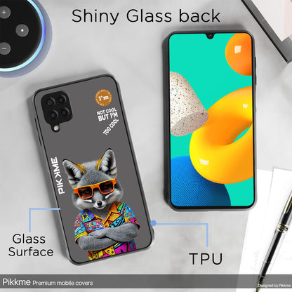 Pikkme Back Cover Pc Tpu + Printed Cool Funky Stylish Grey Wolf Swag Raised Edges Camera Protection |Bumper Case For Samsung Galaxy M12 (Design 01)