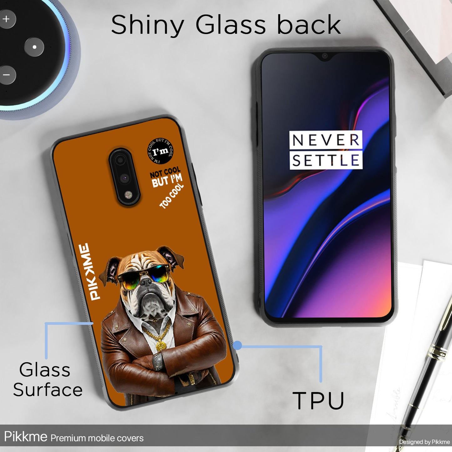 Pikkme Back Cover Pc Tpu + Printed Cool Funky Stylish Brown Dog Swag Raised Edges Camera Protection |Bumper Case For OnePlus 7 (Design 10)