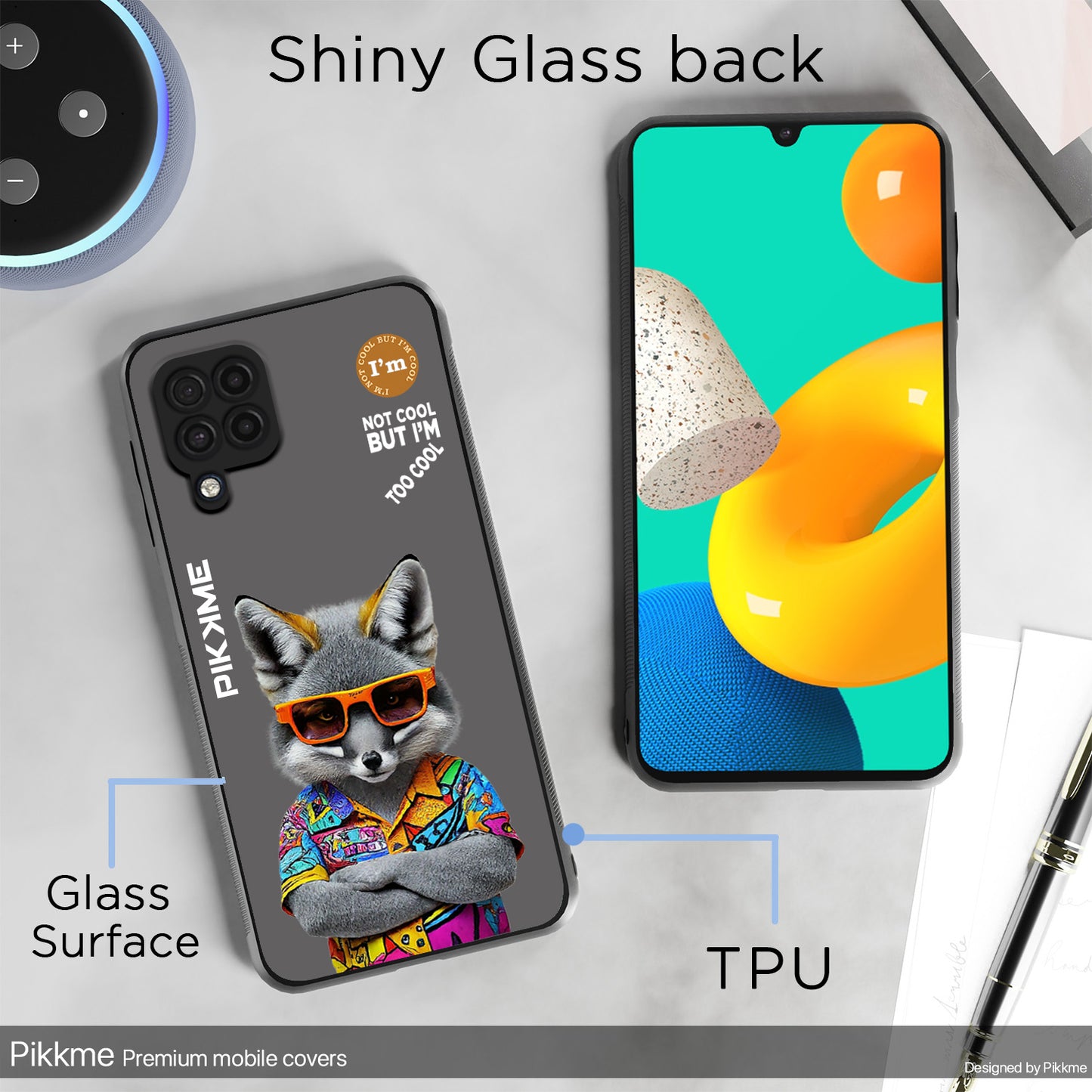 Pikkme Back Cover Pc Tpu + Printed Cool Funky Stylish Grey Wolf Swag Raised Edges Camera Protection |Bumper Case For Samsung Galaxy M32 4G (Design 01)