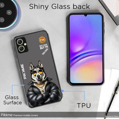 Pikkme Back Cover Pc Tpu + Printed Cool Funky Stylish Grey Dog Swag Raised Edges Camera Protection |Bumper Case For Samsung Galaxy A05 (Design 02)