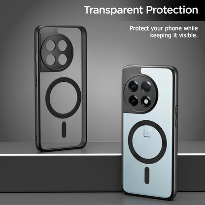 Pikkme OnePlus 11R 5G Eagle 2 Mag-Safe Shockproof Hard Transparent Back Cover (Black)