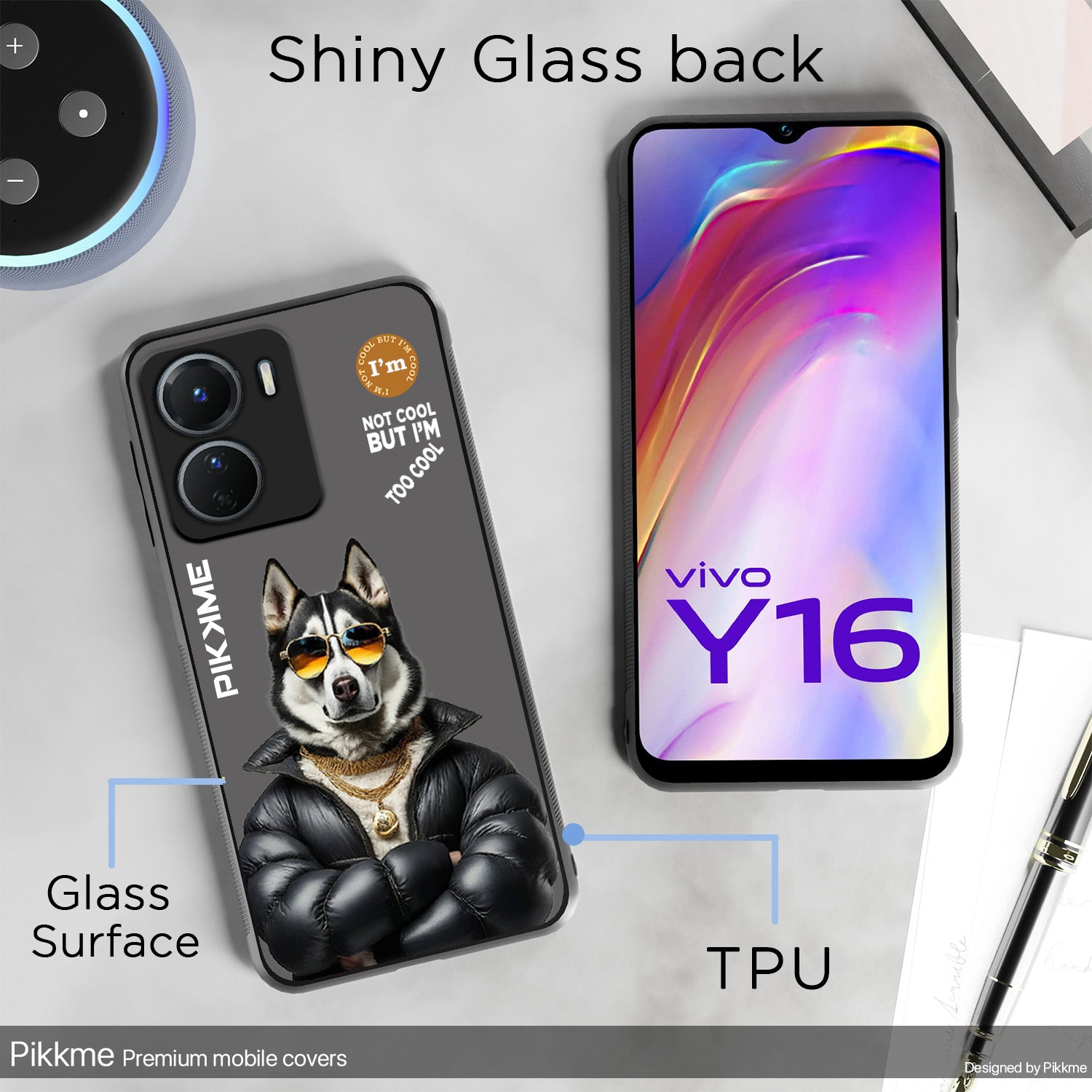 Pikkme Grey Dog Swag  Vivo Y16 Nim2 Back Cover (Design 02)