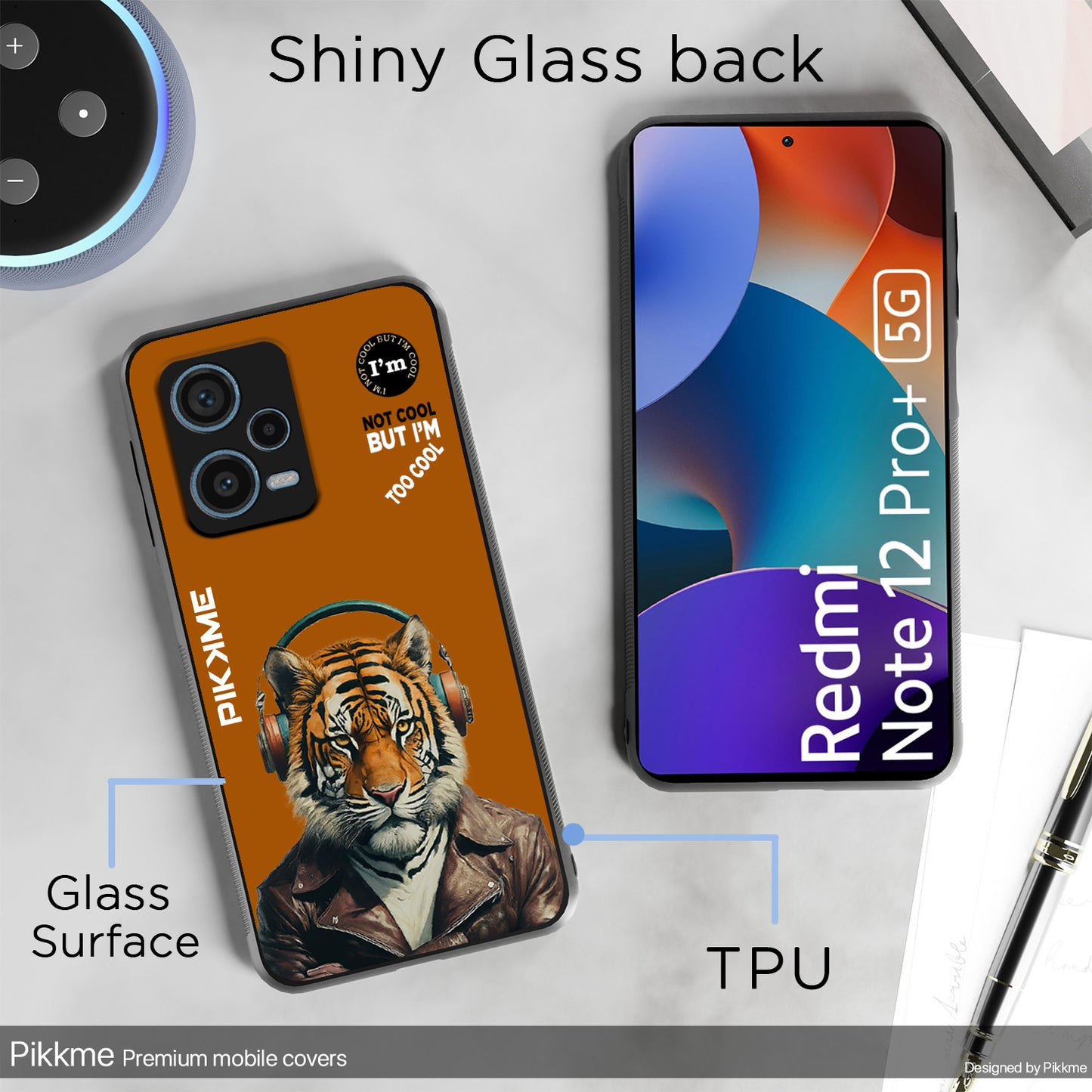 Pikkme Back Cover Pc Tpu + Printed Cool Funky Stylish Brown Tiger Swag Raised Edges Camera Protection |Bumper Case For Redmi Note 12 Pro Plus (Design 09)