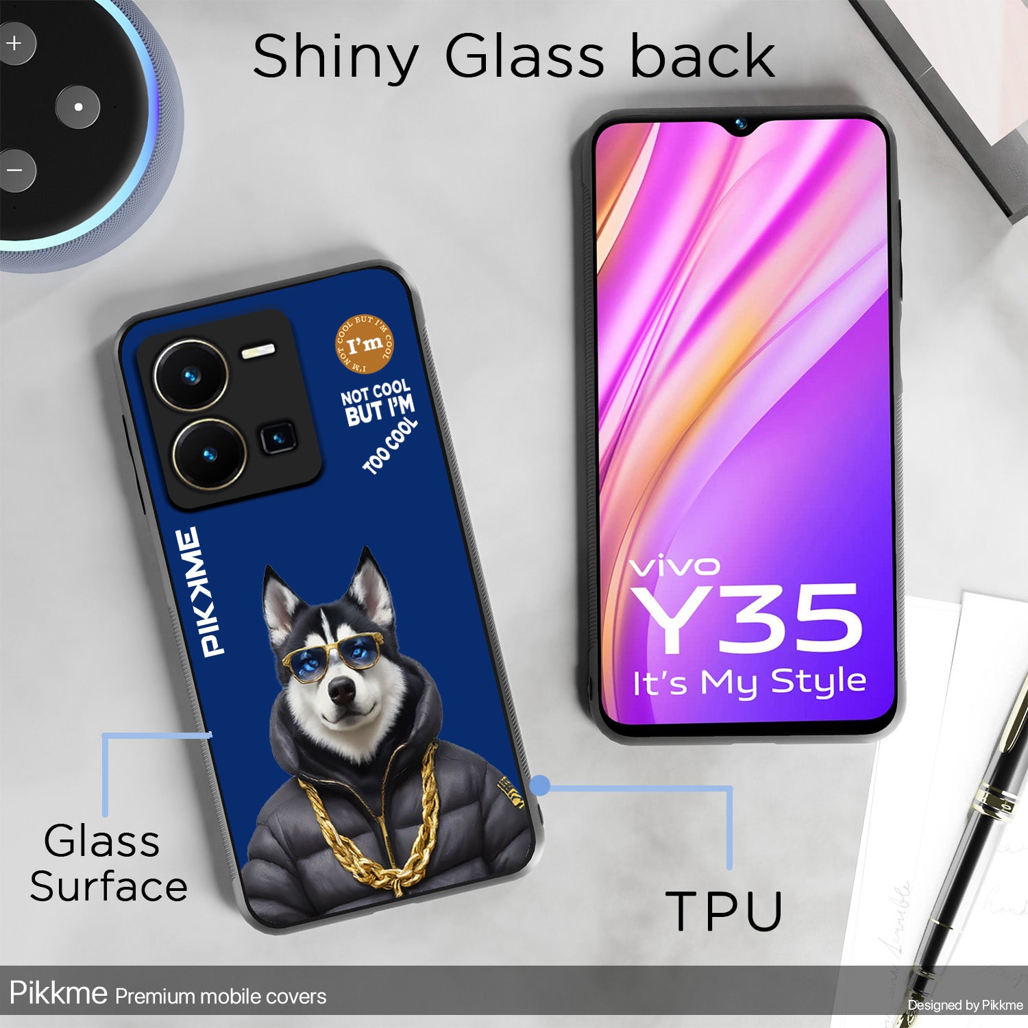 Pikkme Blue Dog Swag Vivo Y35 Nim2 Back Cover (Design 08)