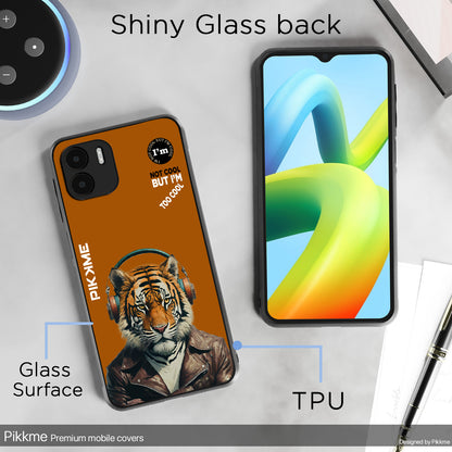 Pikkme Back Cover Pc Tpu + Printed Cool Funky Stylish Brown Tiger Swag Raised Edges Camera Protection |Bumper Case For Redmi A1 (Design 09)