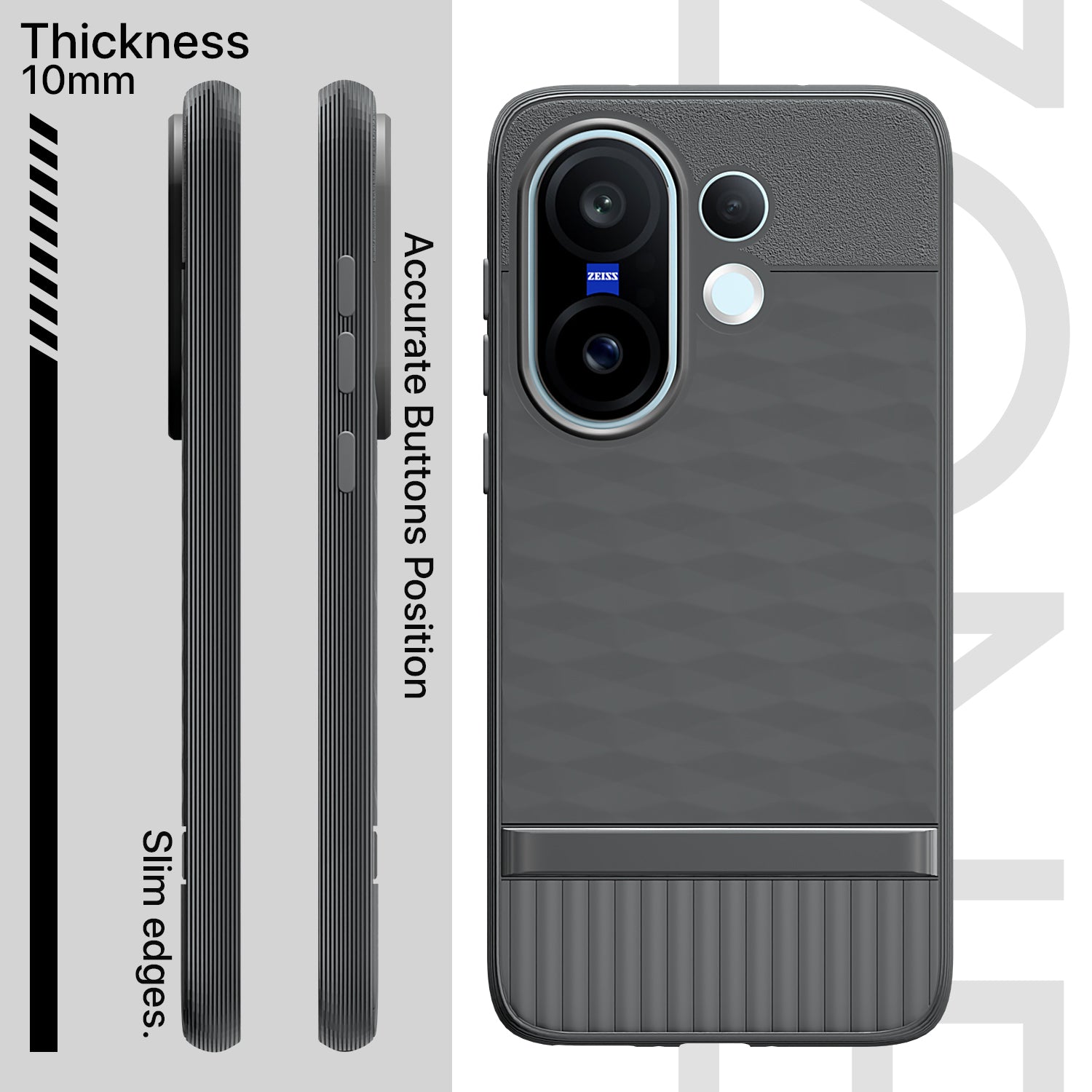 Pikkme Vivo X200 Fe 5G Shockproof Soft Flexible Gencase Back cover (Grey)