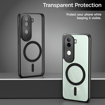 Pikkme Vivo V40e / iQOO Z9s 5G Eagle 2 Mag-Safe Shockproof Hard Transparent Back Cover (Black)