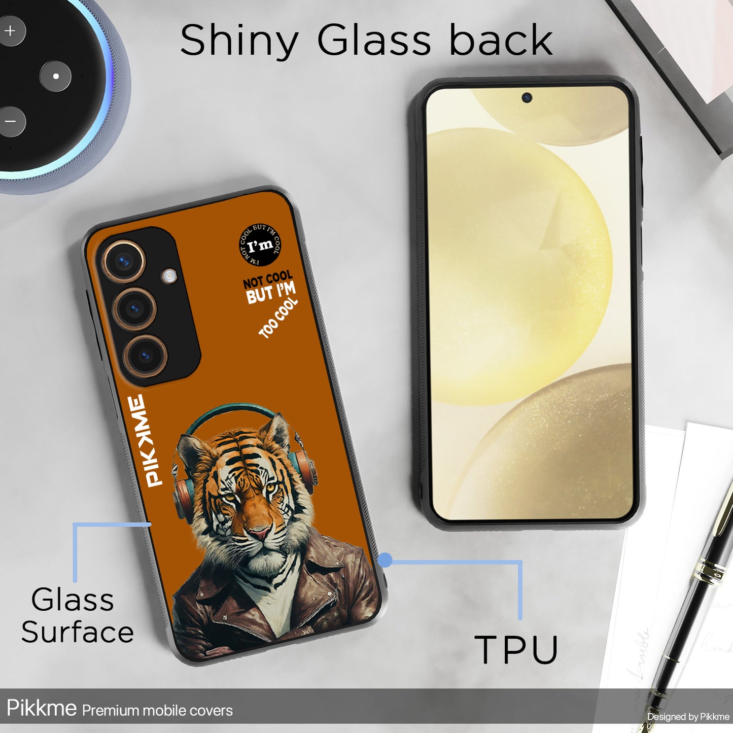 Pikkme Back Cover Pc Tpu + Printed Cool Funky Stylish Brown Tiger Swag Raised Edges Camera Protection |Bumper Case For Samsung Galaxy S24 5G (Design 09)