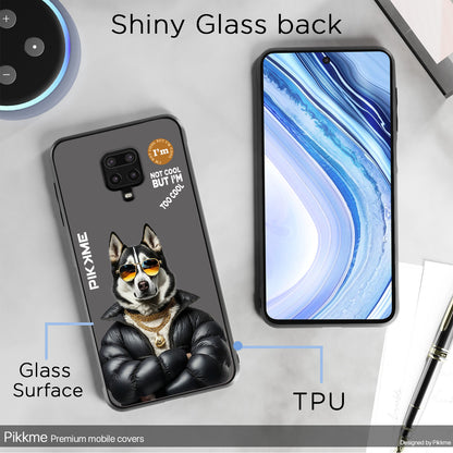 Pikkme Back Cover Pc Tpu + Printed Cool Funky Stylish Grey Dog Swag Raised Edges Camera Protection |Bumper Case For Redmi Note 9 Pro (Design 02)