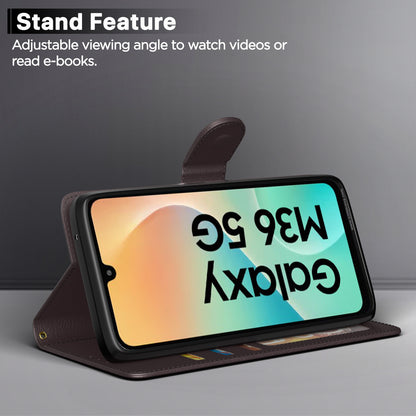 Pikkme Samsung Galaxy M36 5G Vintage Flip Cover (Coffee)