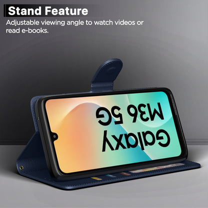 Pikkme Samsung Galaxy M36 5G Vintage Flip Cover (Blue)