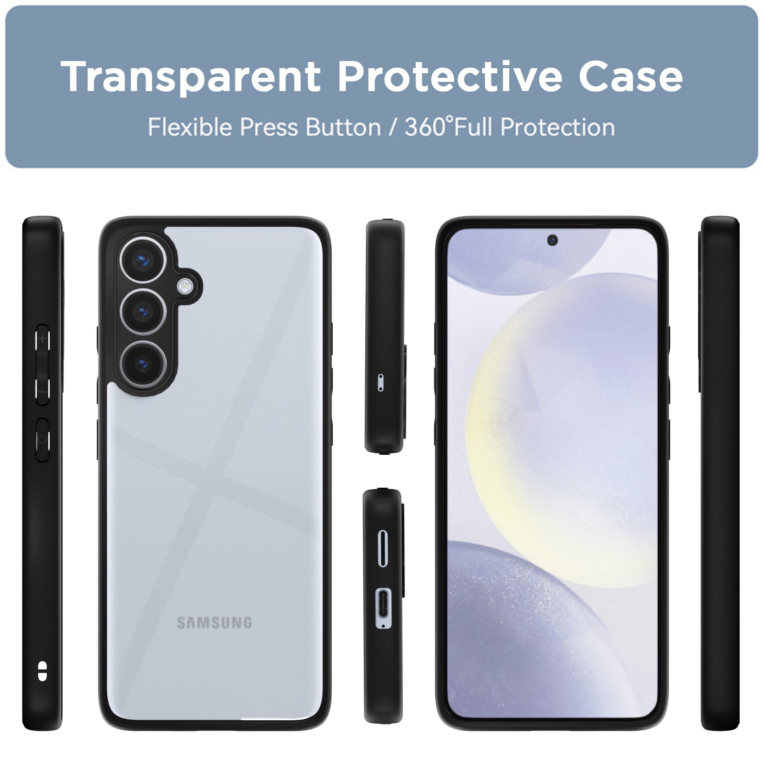 Pikkme Samsung Galaxy S24 Plus 5G Eagle 2 Shockproof Crystal Clear Sleek Hybrid Armor Back cover (Black)