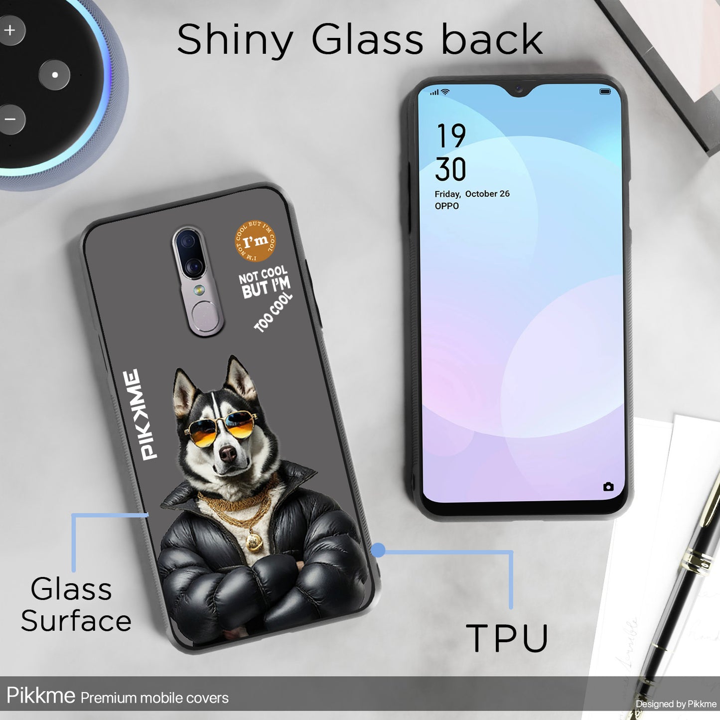 Pikkme Back Cover Pc Tpu + Printed Cool Funky Stylish Grey Dog Swag Raised Edges Camera Protection |Bumper Case For Oppo F11 (Design 02)