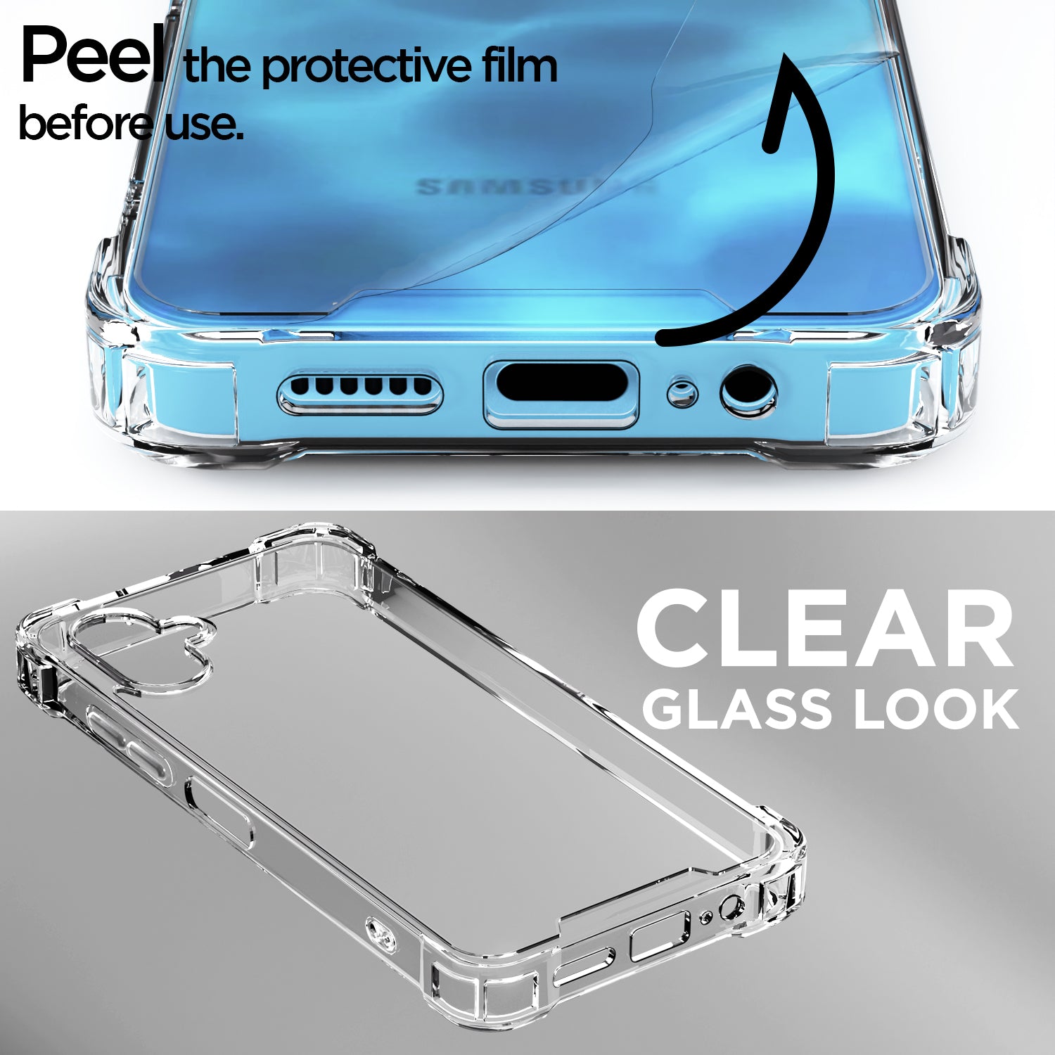 Pikkme Samsung Galaxy F06 5G / M06 5G  PC + TPU Crystal Clear Transparent Back Cover (Transparent)