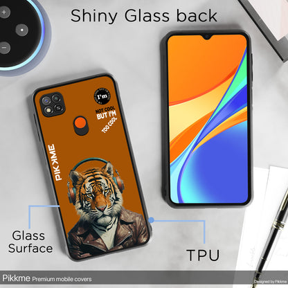 Pikkme Back Cover Pc Tpu + Printed Cool Funky Stylish Brown Tiger Swag Raised Edges Camera Protection |Bumper Case For Redmi 9 (Design 09)