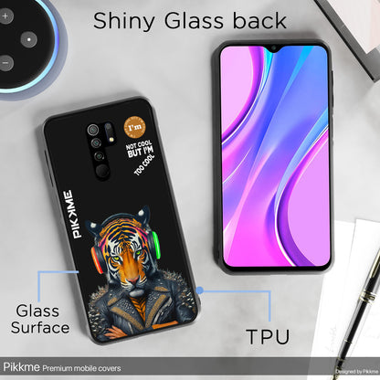 Pikkme Back Cover Pc Tpu + Printed Cool Funky Stylish Black Tiger Swag Raised Edges Camera Protection |Bumper Case For Redmi 9 Prime (Design 06)