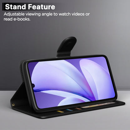 Pikkme Realme C71 5G Premium Leather Finish Vintage Flip Cover (Black)