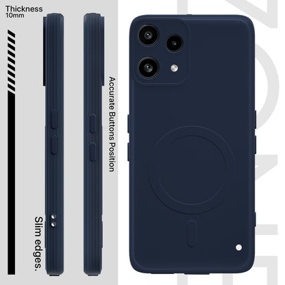 Pikkme Nothing Phone 3a Lite 5G Matte Silicone Mag-Safe Style logo (not mag-safe compatible) Back Cover (Blue)