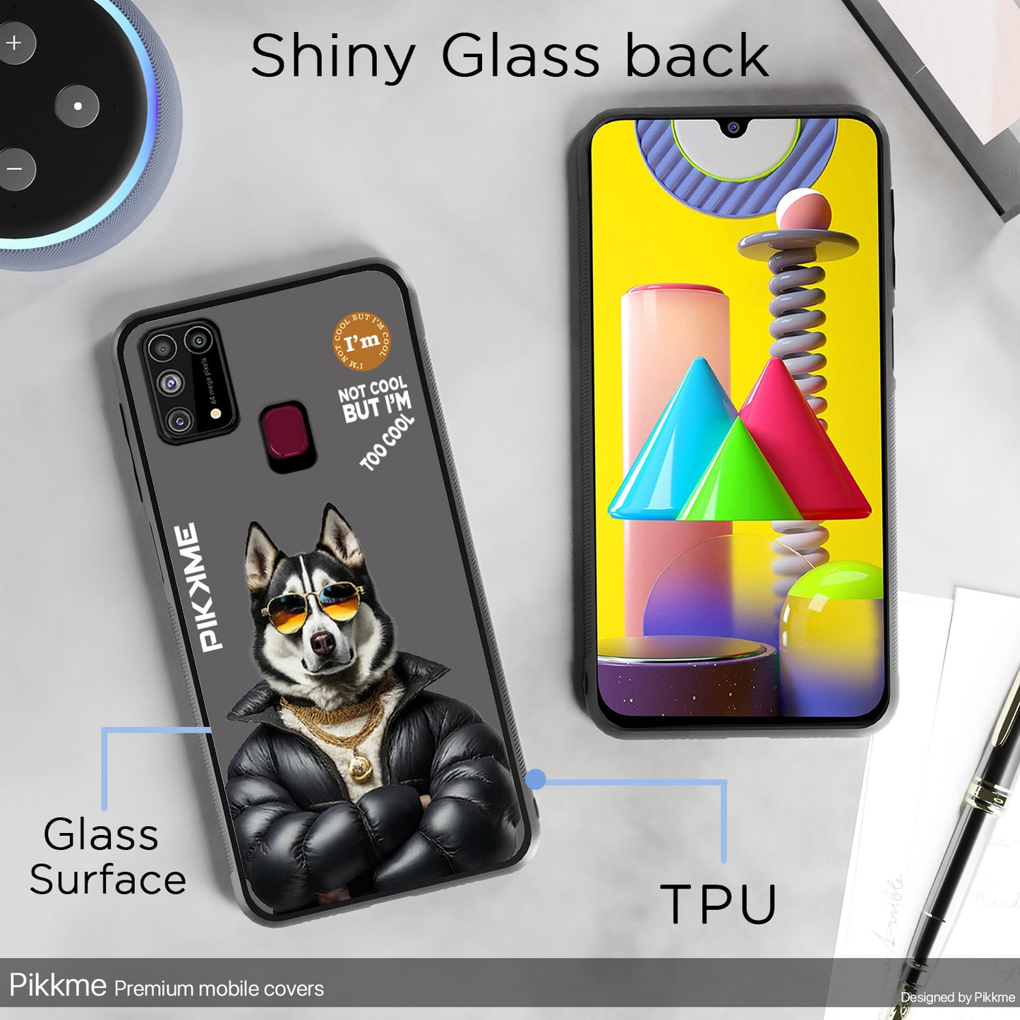 Pikkme Back Cover Pc Tpu + Printed Cool Funky Stylish Grey Dog Swag Raised Edges Camera Protection |Bumper Case For Samsung Galaxy M31 (Design 02)