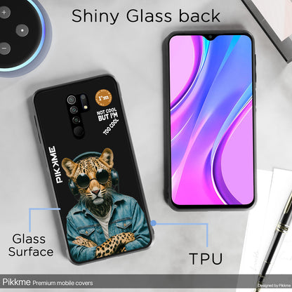 Pikkme Back Cover Pc Tpu + Printed Cool Funky Stylish Black Leopard Swag Raised Edges Camera Protection |Bumper Case For Redmi 9 Prime (Design 04)