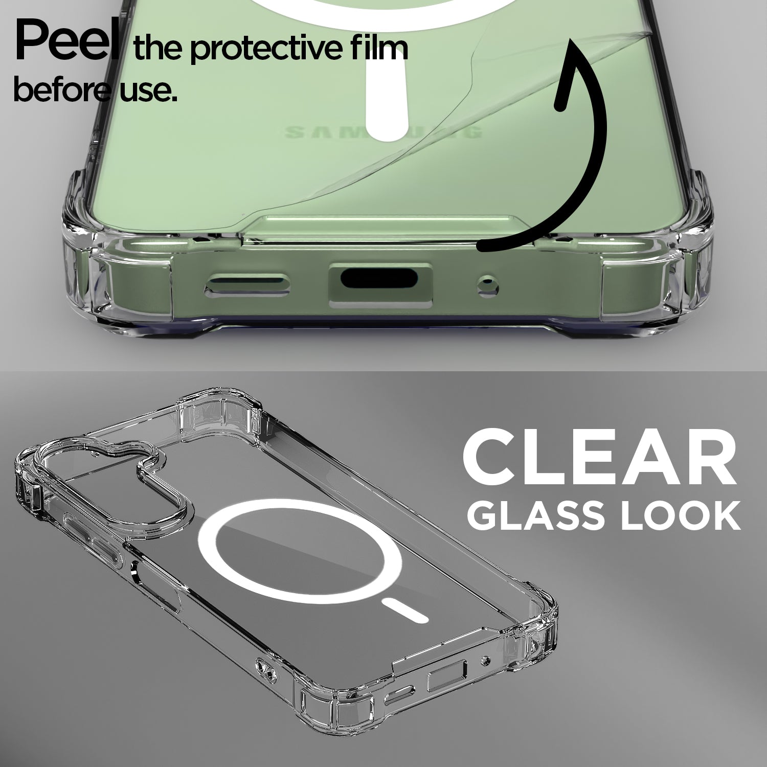 Pikkme Samsung Galaxy M36 5G Mag-Safe Shockproof PC + TPU Back Cover (Transparent)