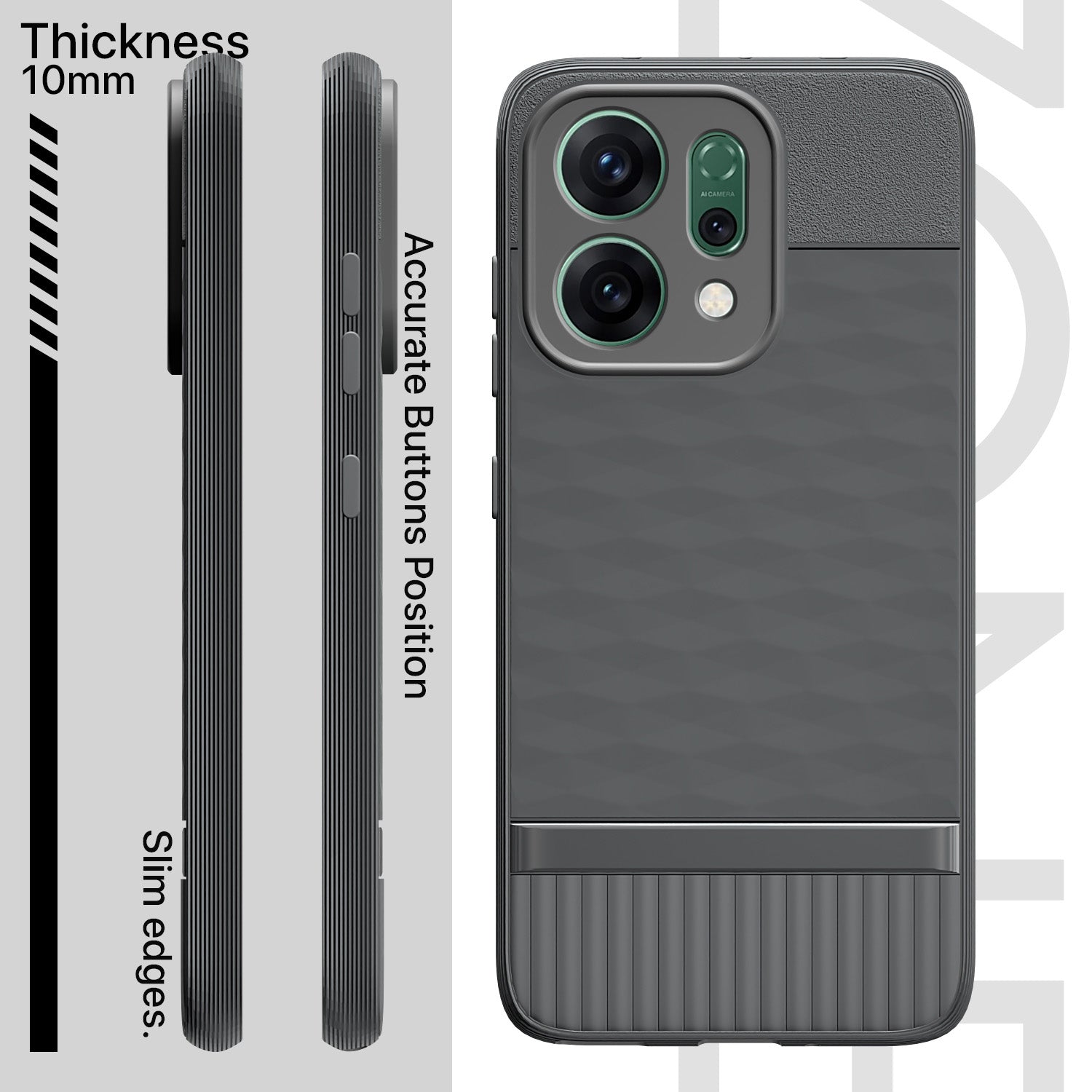Pikkme Oppo Reno 14 5G Shockproof Soft Flexible Gencase Back cover (Grey)