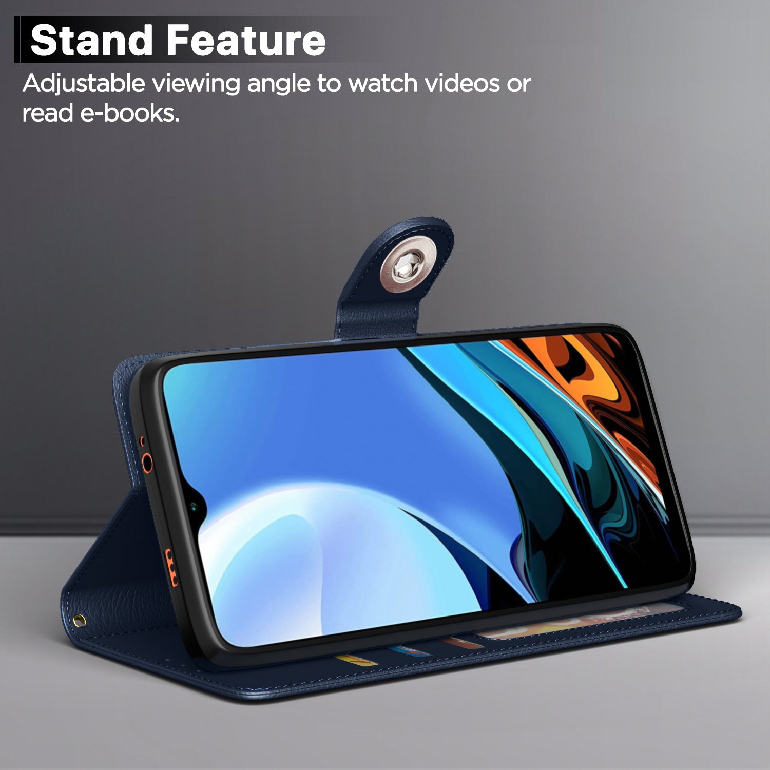 Pikkme Redmi 9 Power Button Flip Cover (Blue)