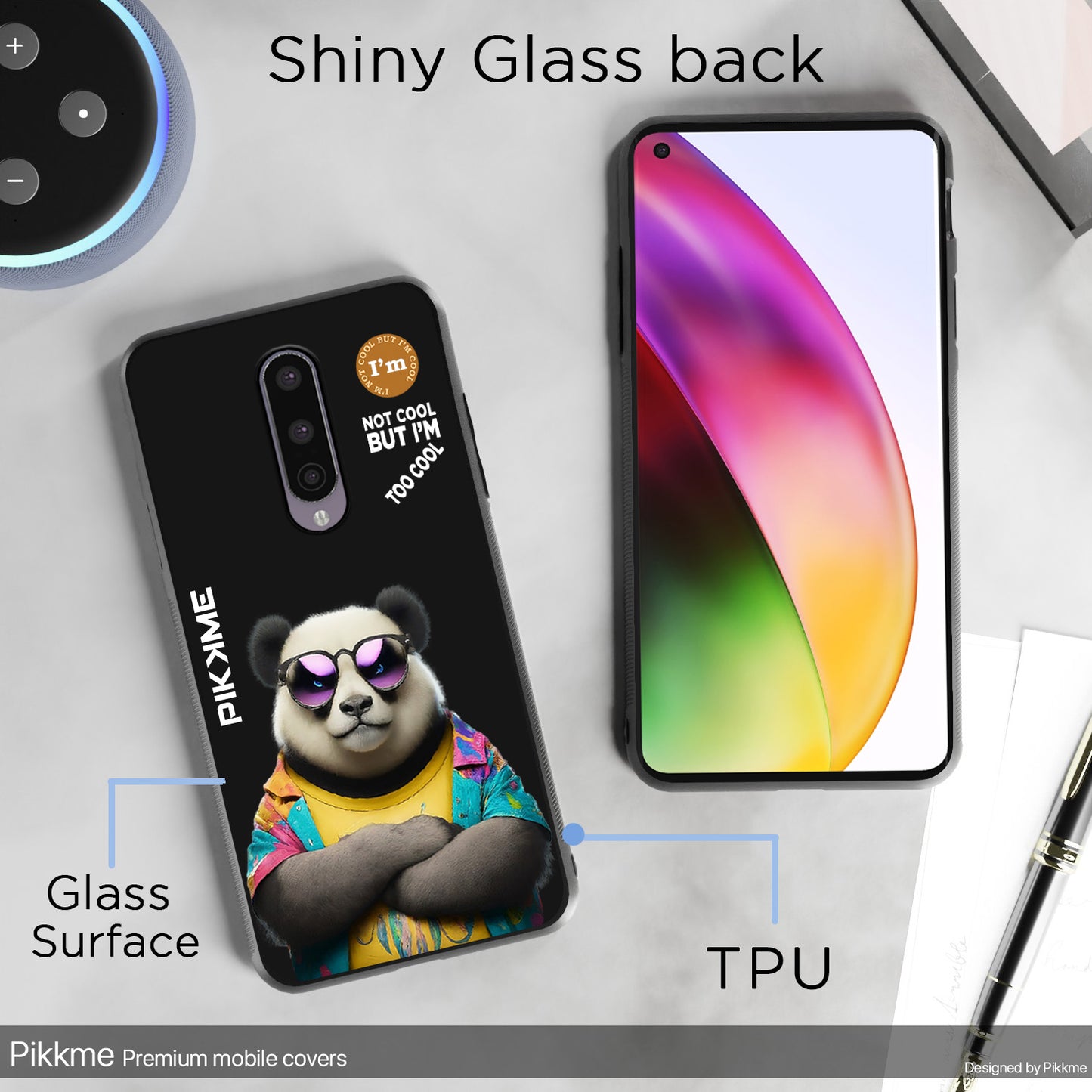 Pikkme Back Cover Pc Tpu + Printed Cool Funky Stylish Black Panda Swag Raised Edges Camera Protection |Bumper Case For OnePlus 8 (Design 05)