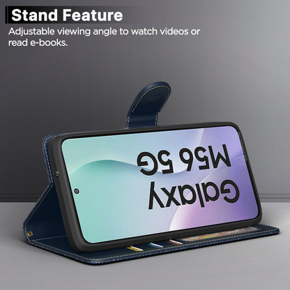 Pikkme Samsung Galaxy M56 5G Double Contrast Flip Cover (Blue)