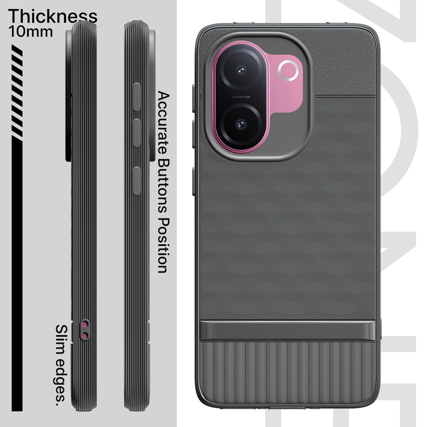 Pikkme Vivo V60e 5G Shockproof Soft Flexible Gencase Back cover (Grey)