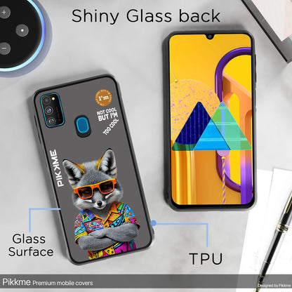 Pikkme Back Cover Pc Tpu + Printed Cool Funky Stylish Grey Wolf Swag Raised Edges Camera Protection |Bumper Case For Samsung Galaxy M30s (Design 01)