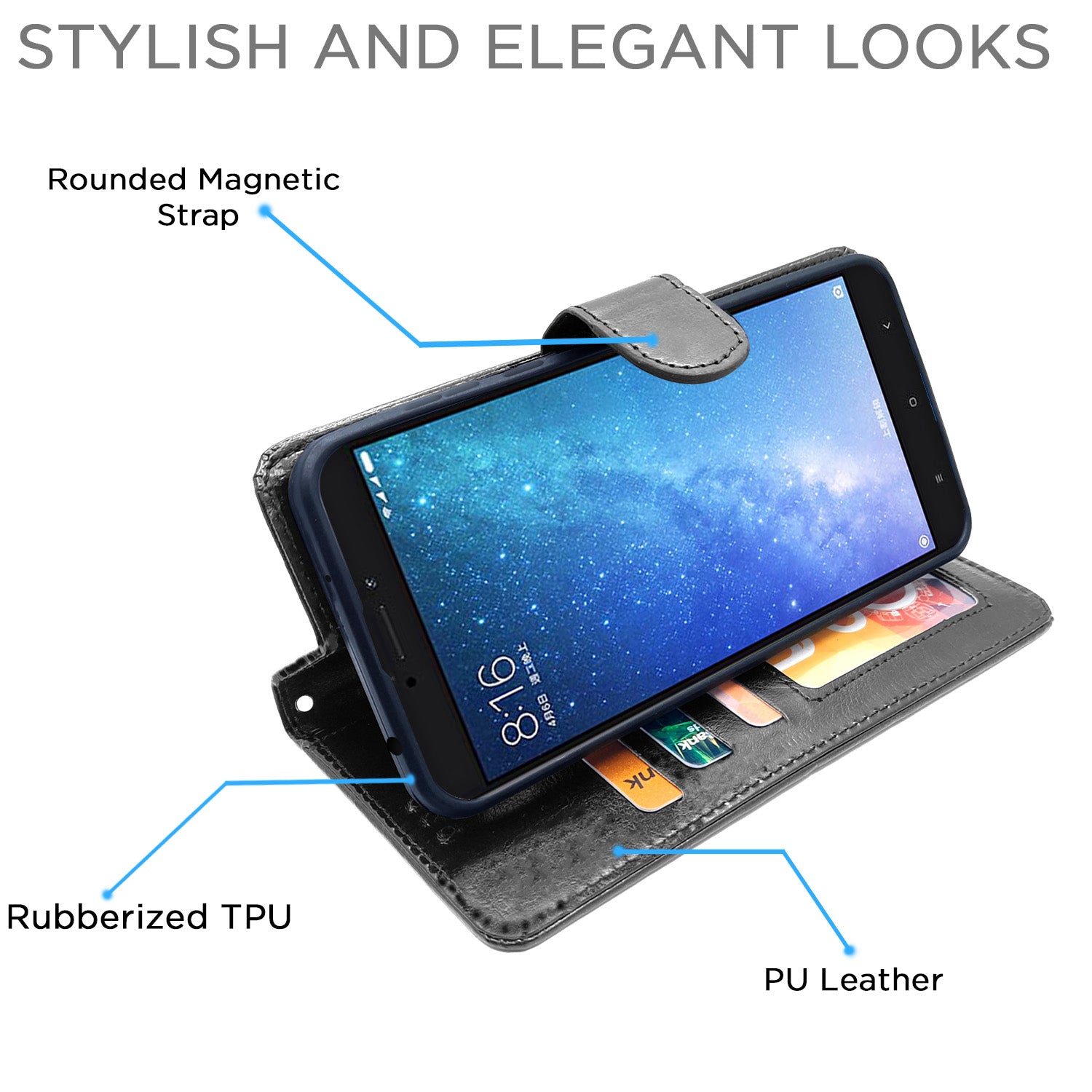 Pikkme Mi Max 2 Vintage Flip Cover (Black)