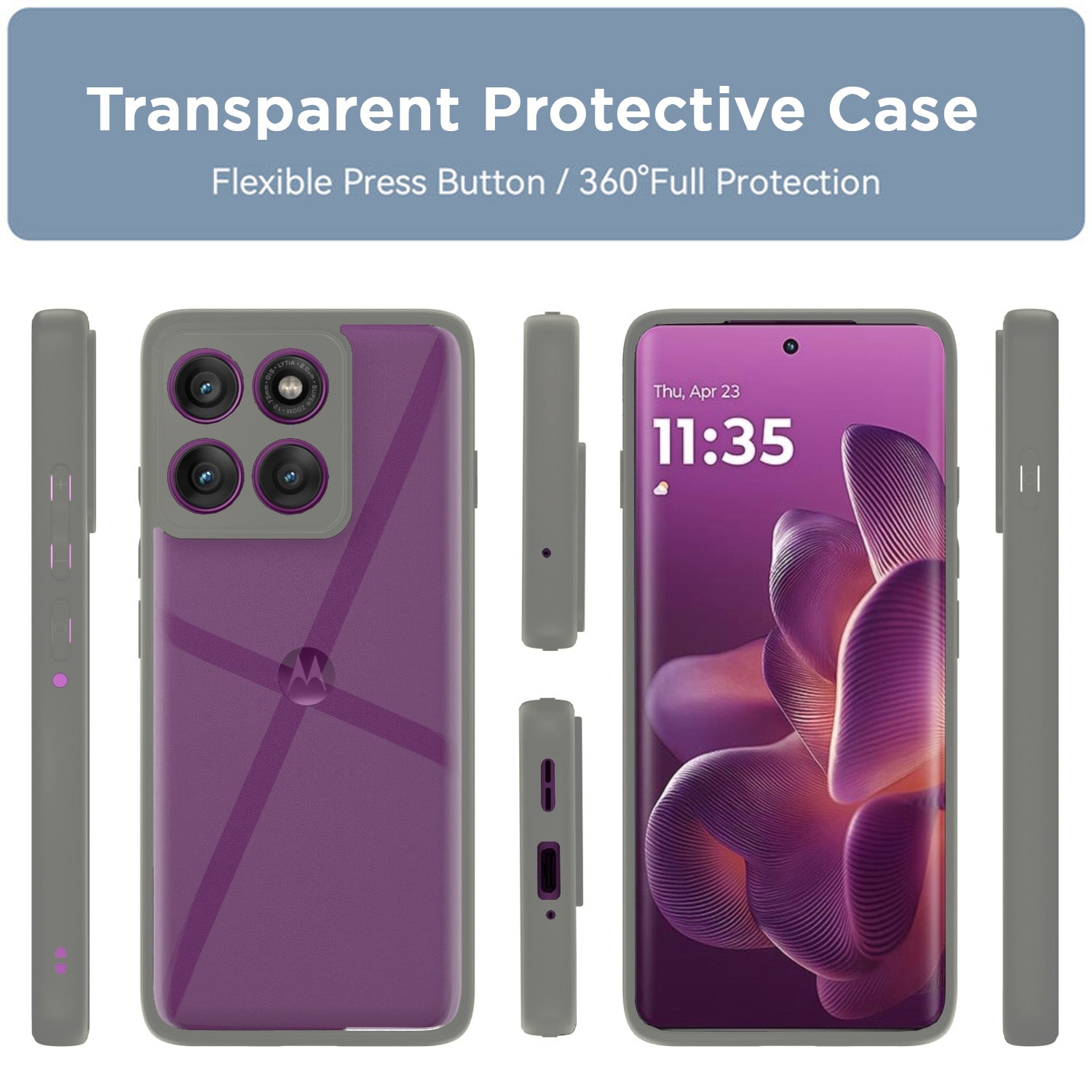 Pikkme Motorola Moto Edge 60 Pro 5G Eagle 2 Shockproof Sleek Hybrid Armor Back Cover (Grey)