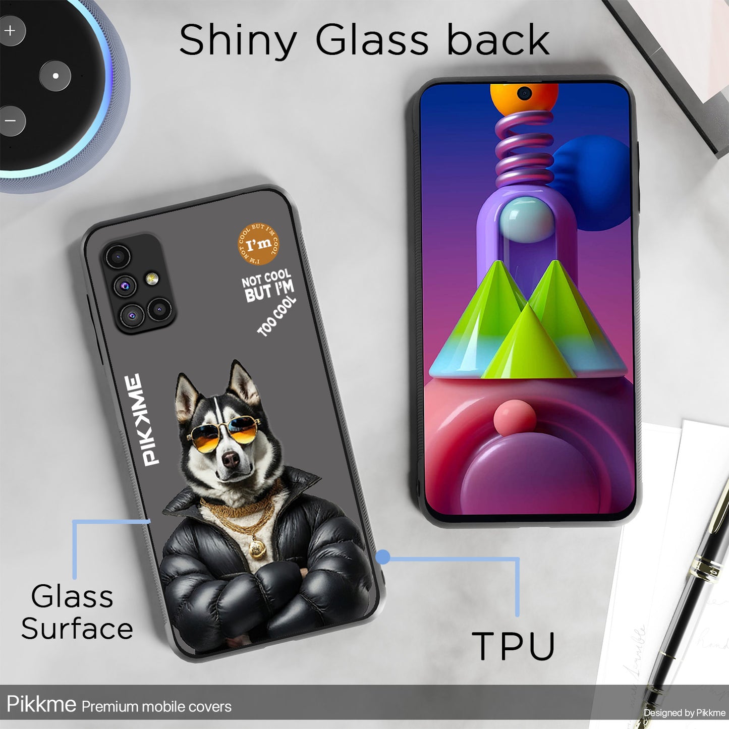 Pikkme Back Cover Pc Tpu + Printed Cool Funky Stylish Grey Dog Swag Raised Edges Camera Protection |Bumper Case For Samsung Galaxy M51 (Design 02)