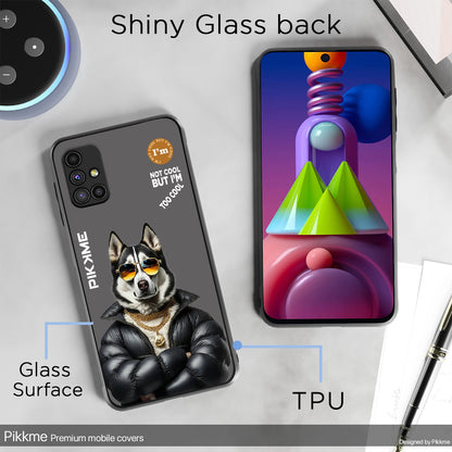 Pikkme Back Cover Pc Tpu + Printed Cool Funky Stylish Grey Dog Swag Raised Edges Camera Protection |Bumper Case For Samsung Galaxy M51 (Design 02)