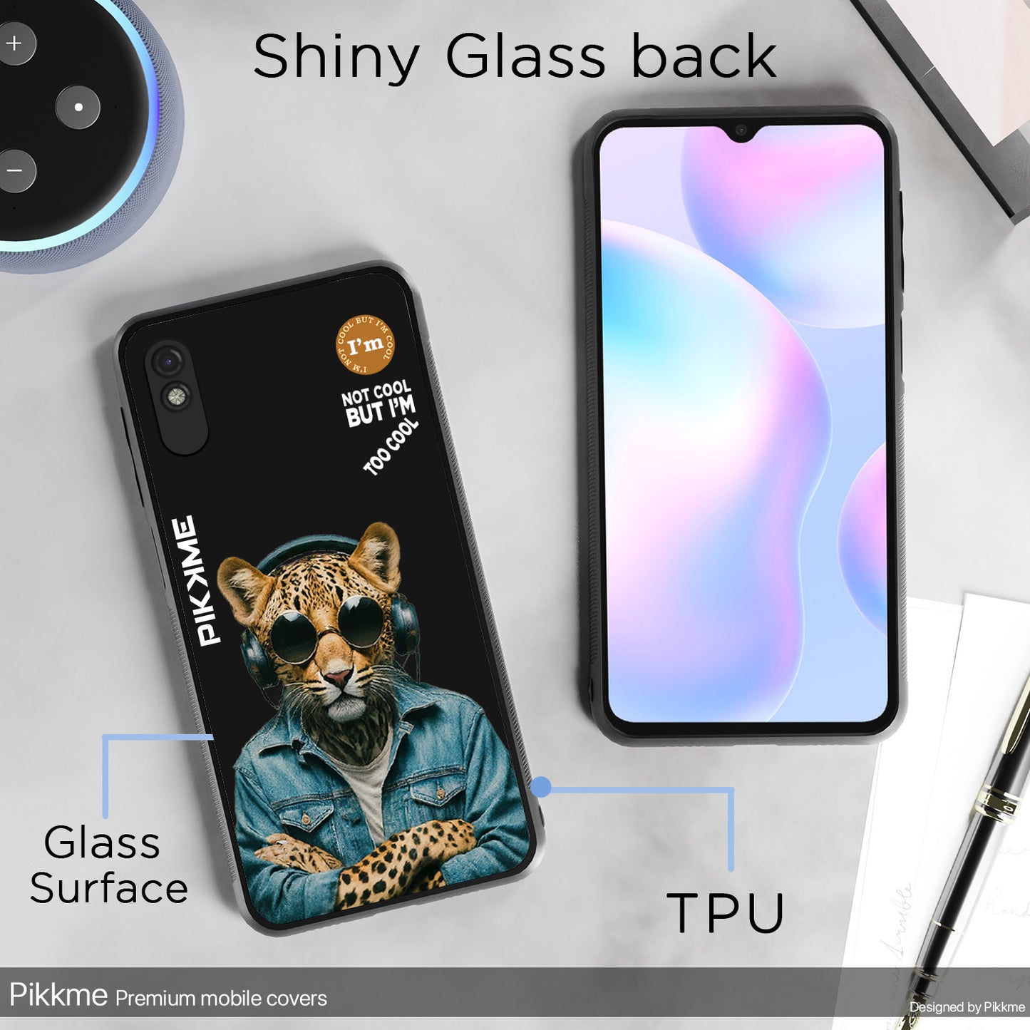 Pikkme Back Cover Pc Tpu + Printed Cool Funky Stylish Black Leopard Swag Raised Edges Camera Protection |Bumper Case For Redmi 9A (Design 04)