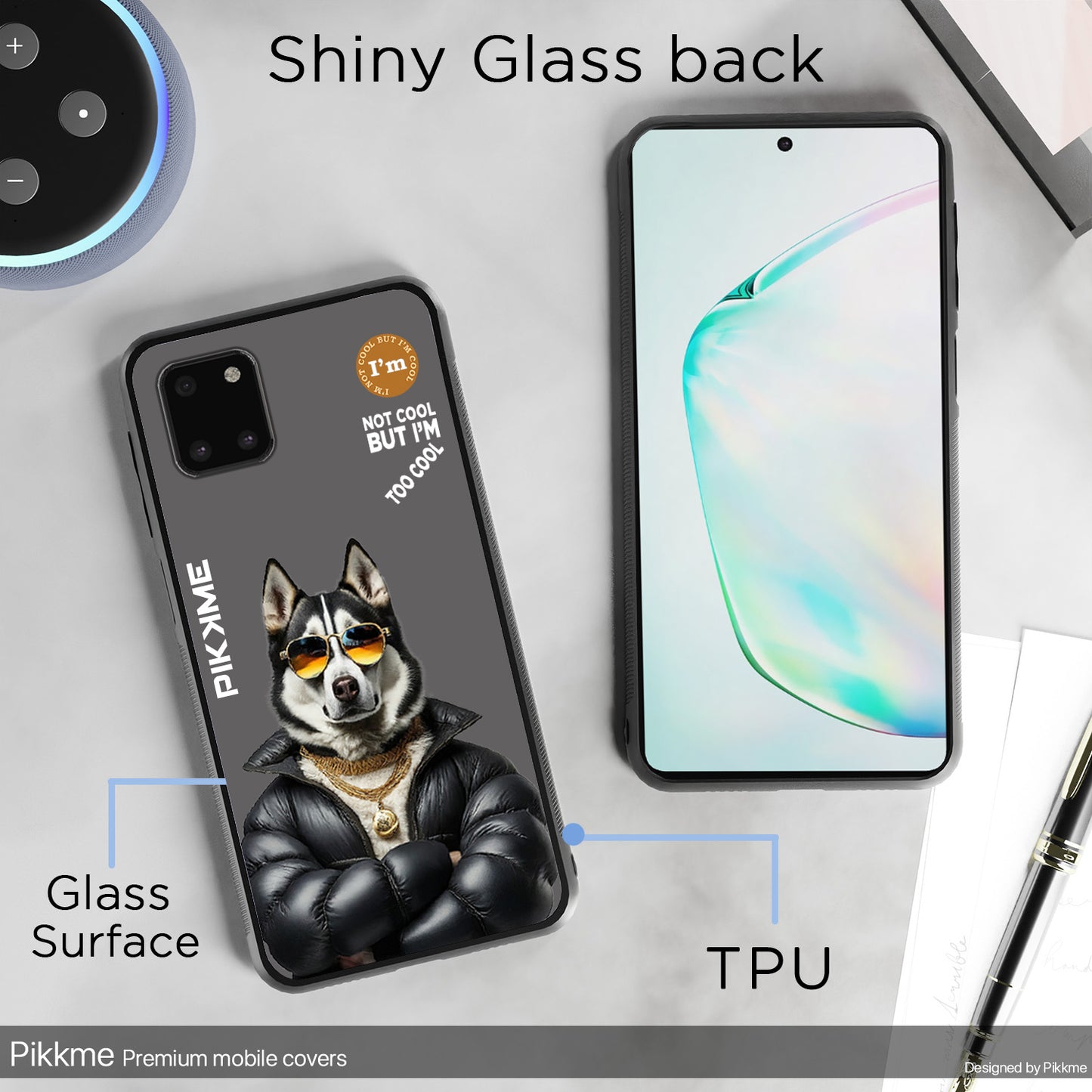 Pikkme Back Cover Pc Tpu + Printed Cool Funky Stylish Grey Dog Swag Raised Edges Camera Protection |Bumper Case For Samsung Galaxy Note 10 Lite (Design 02)