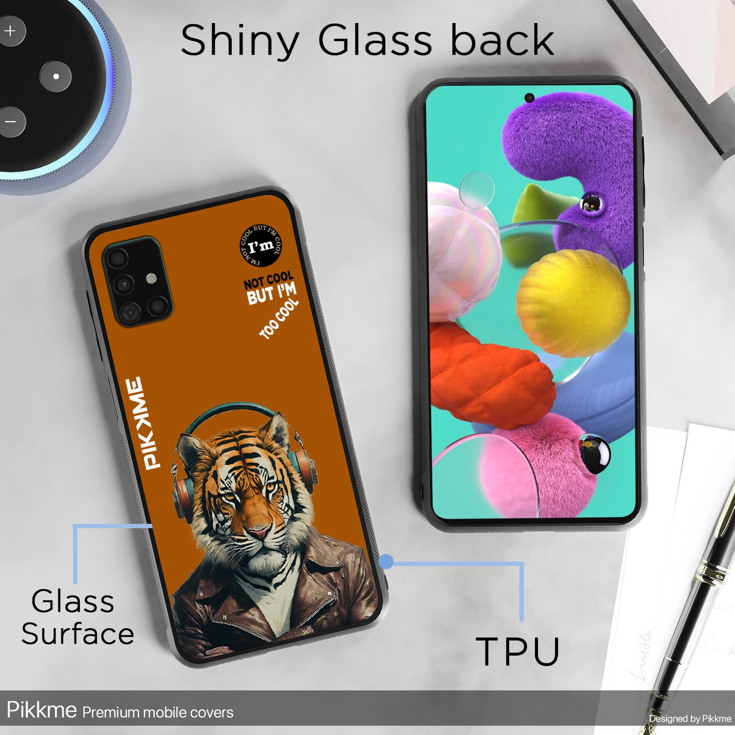 Pikkme Back Cover Pc Tpu + Printed Cool Funky Stylish Brown Tiger Swag Raised Edges Camera Protection |Bumper Case For Samsung Galaxy A51 (Design 09)