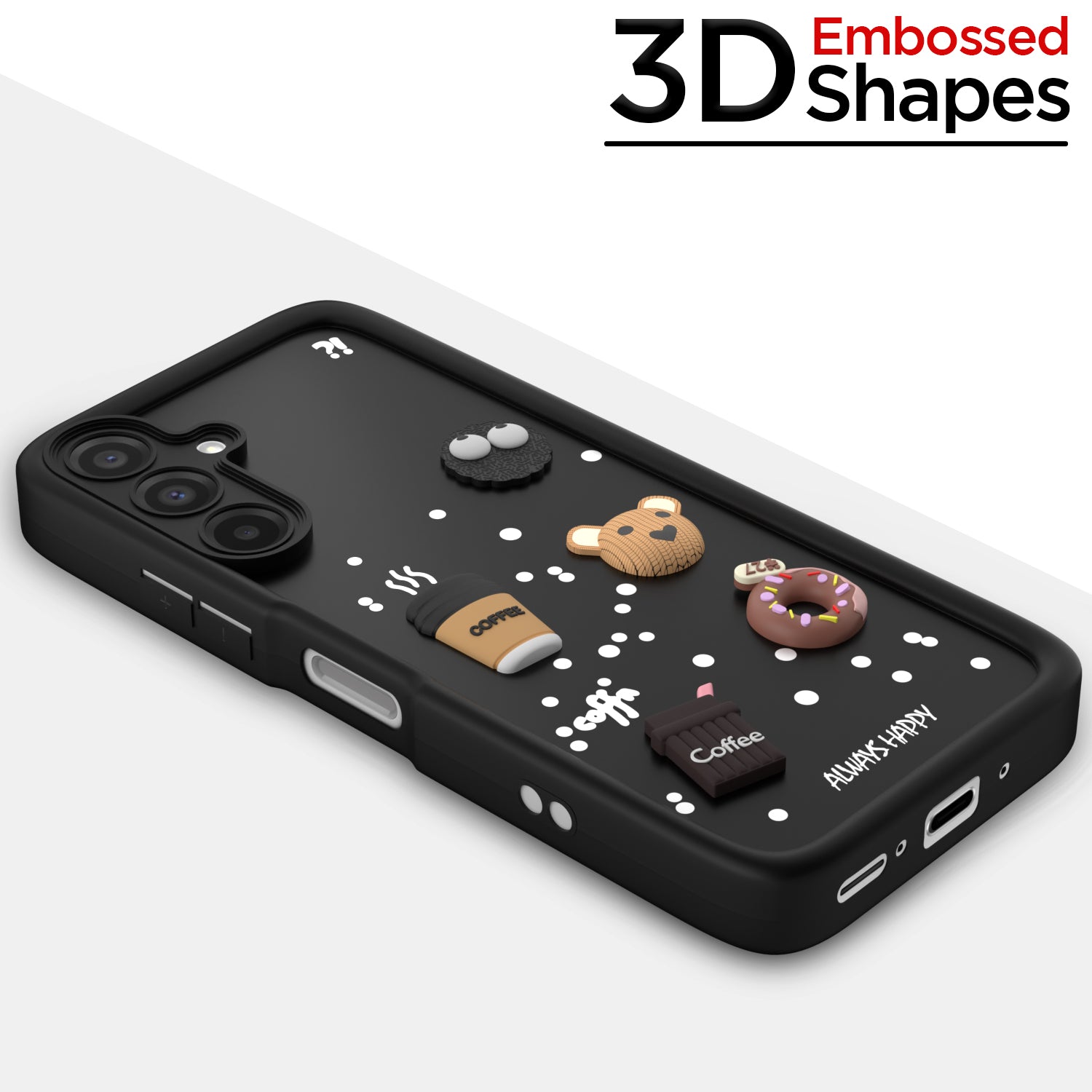 Pikkme Samsung Galaxy A26 5G Cute Fun Cartoon 3D Bear Coffee Back Cover (Black)